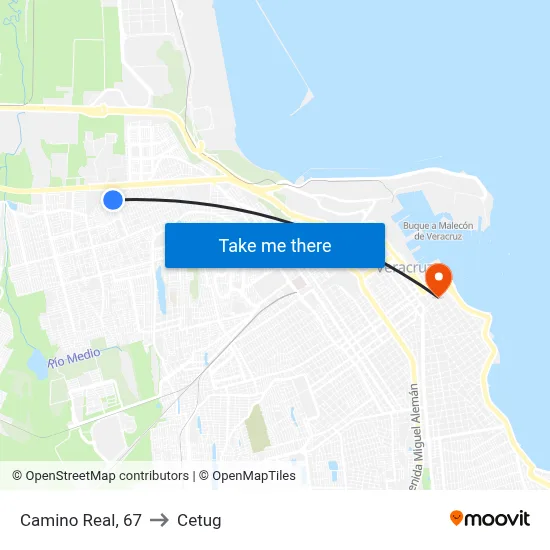 Camino Real, 67 to Cetug map