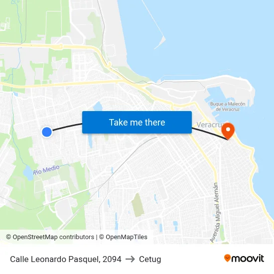 Calle Leonardo Pasquel, 2094 to Cetug map