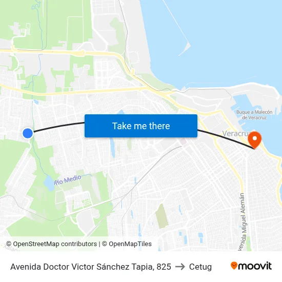 Avenida Doctor Victor Sánchez Tapia, 825 to Cetug map