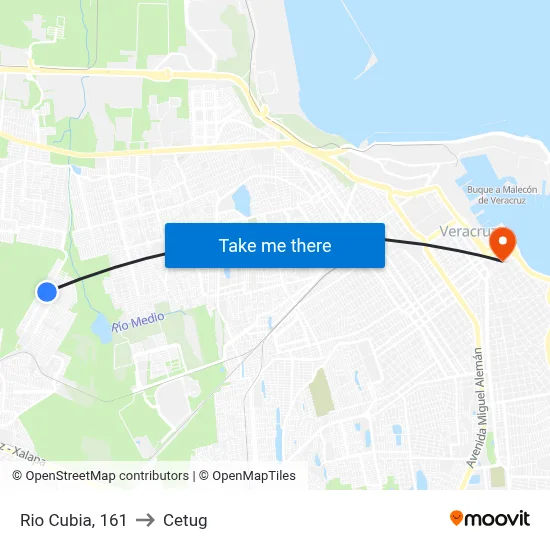Rio Cubia, 161 to Cetug map