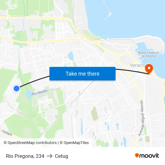 Rio Pregona, 234 to Cetug map