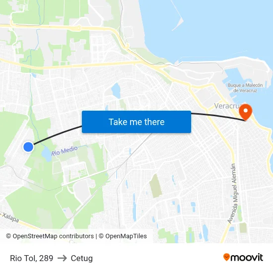 Rio Tol, 289 to Cetug map