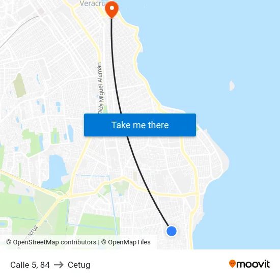 Calle 5, 84 to Cetug map