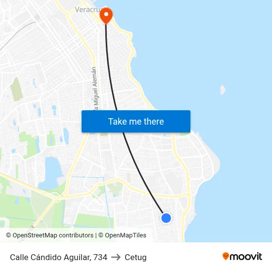 Calle Cándido Aguilar, 734 to Cetug map