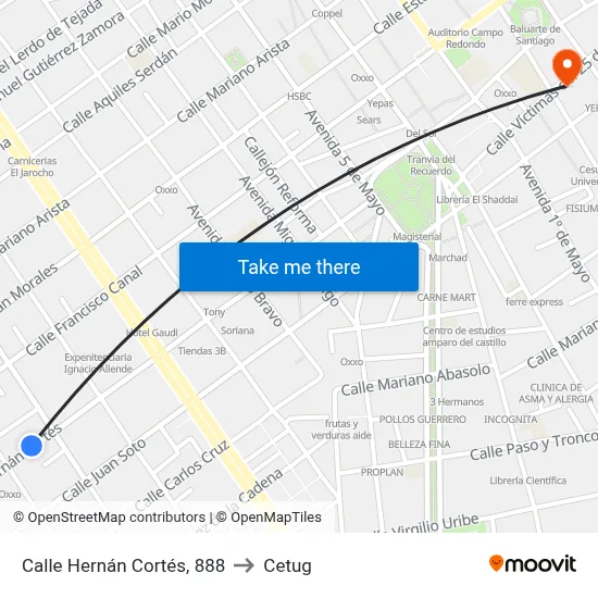 Calle Hernán Cortés, 888 to Cetug map