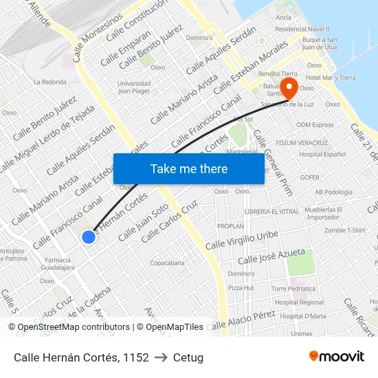 Calle Hernán Cortés, 1152 to Cetug map
