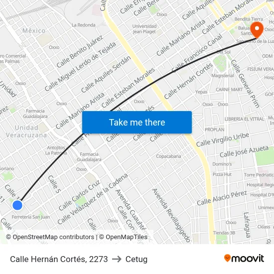 Calle Hernán Cortés, 2273 to Cetug map