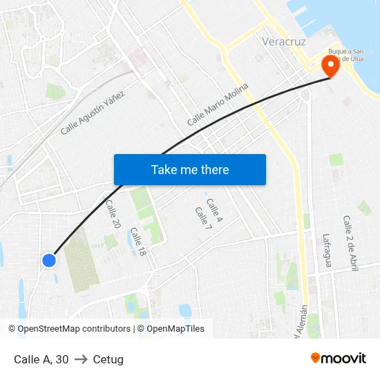 Calle A, 30 to Cetug map