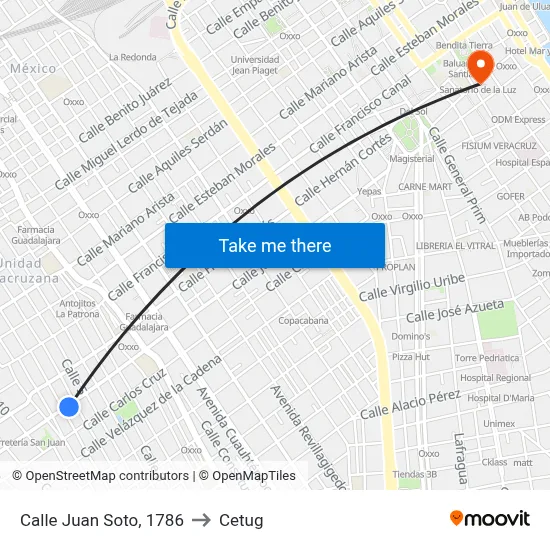 Calle Juan Soto, 1786 to Cetug map