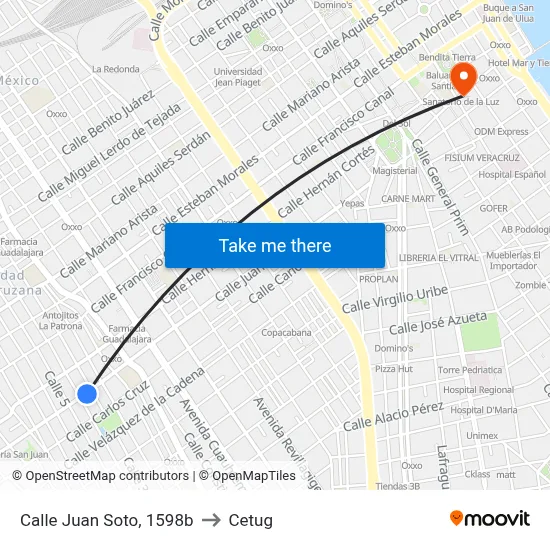 Calle Juan Soto, 1598b to Cetug map