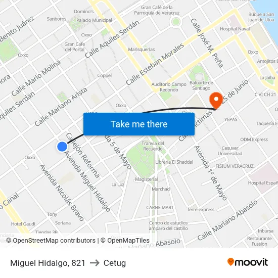 Miguel Hidalgo, 821 to Cetug map