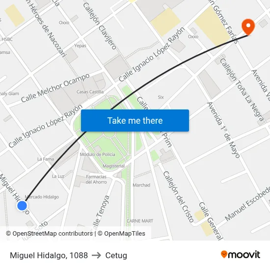 Miguel Hidalgo, 1088 to Cetug map
