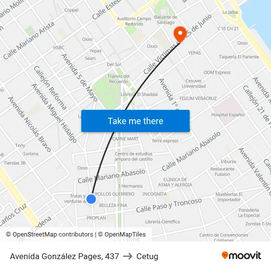 Avenida González Pages, 437 to Cetug map