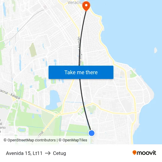 Avenida 15, Lt11 to Cetug map