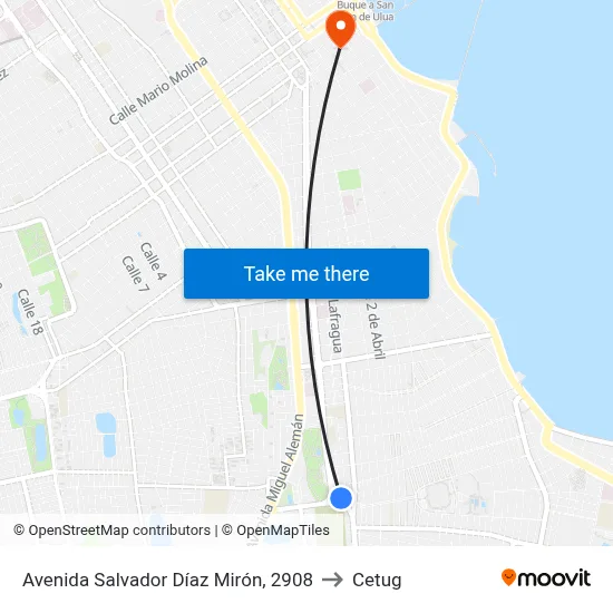 Avenida Salvador Díaz Mirón, 2908 to Cetug map