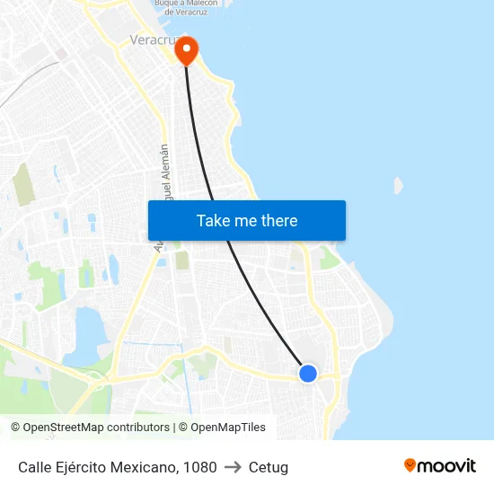 Calle Ejército Mexicano, 1080 to Cetug map