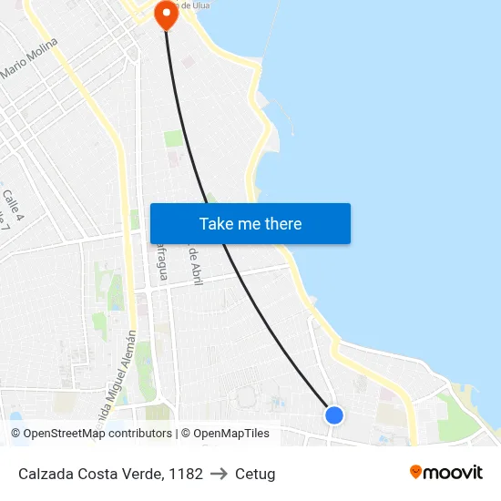 Calzada Costa Verde, 1182 to Cetug map