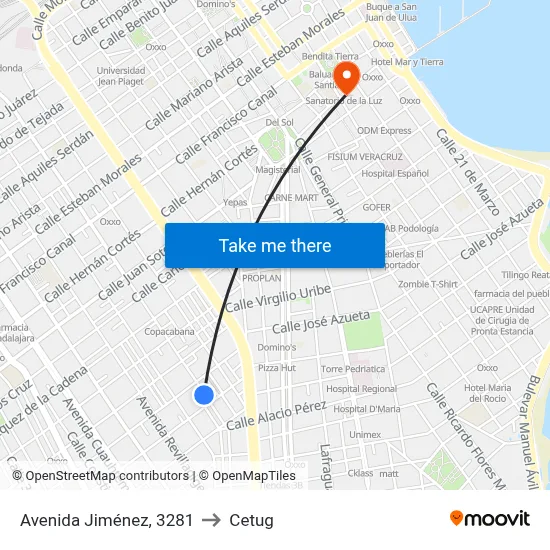 Avenida Jiménez, 3281 to Cetug map