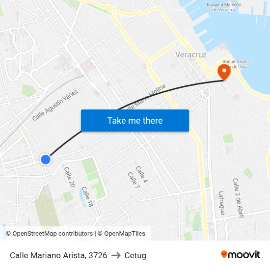 Calle Mariano Arista, 3726 to Cetug map