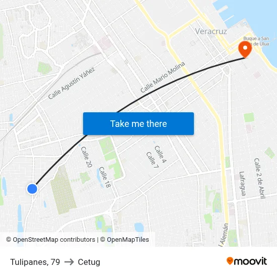 Tulipanes, 79 to Cetug map