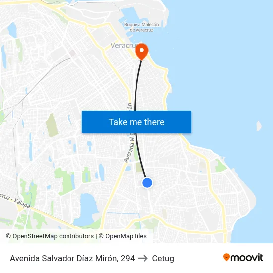 Avenida Salvador Díaz Mirón, 294 to Cetug map