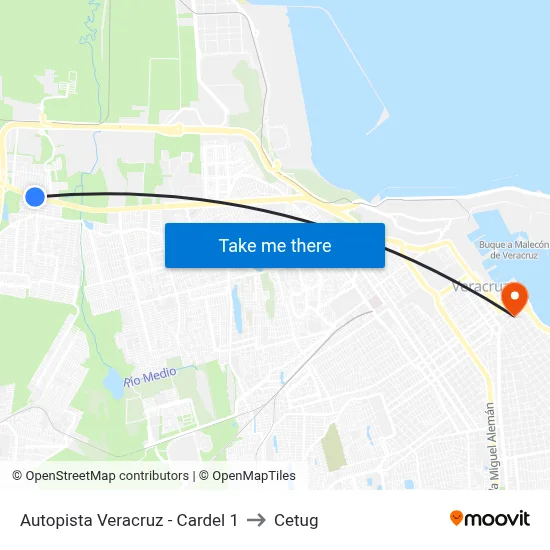 Autopista Veracruz - Cardel 1 to Cetug map