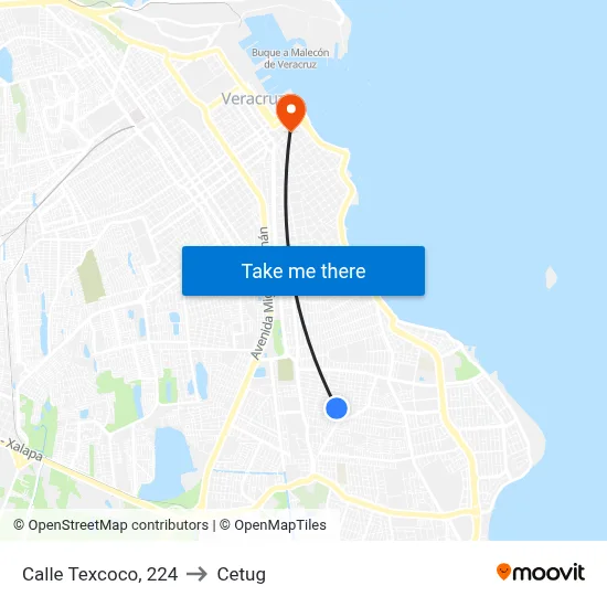 Calle Texcoco, 224 to Cetug map