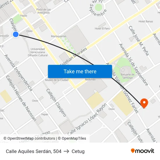 Calle Aquiles Serdán, 504 to Cetug map
