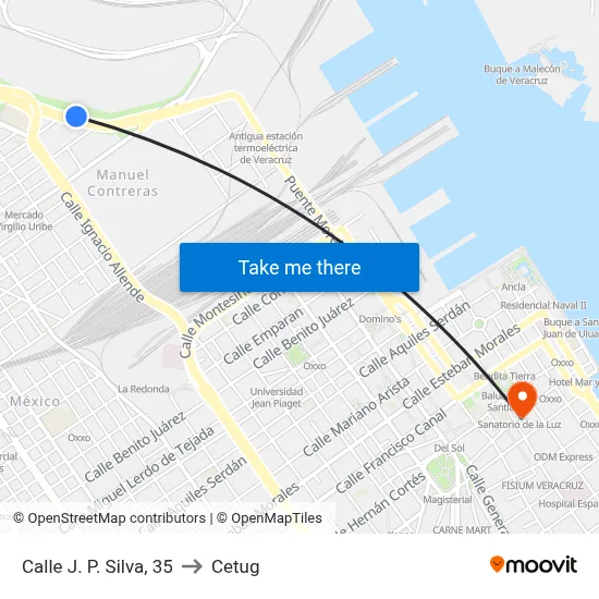 Calle J. P. Silva, 35 to Cetug map