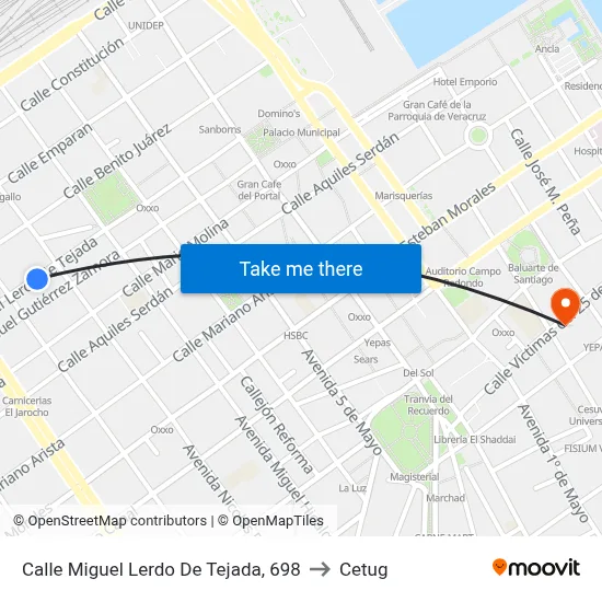 Calle Miguel Lerdo De Tejada, 698 to Cetug map