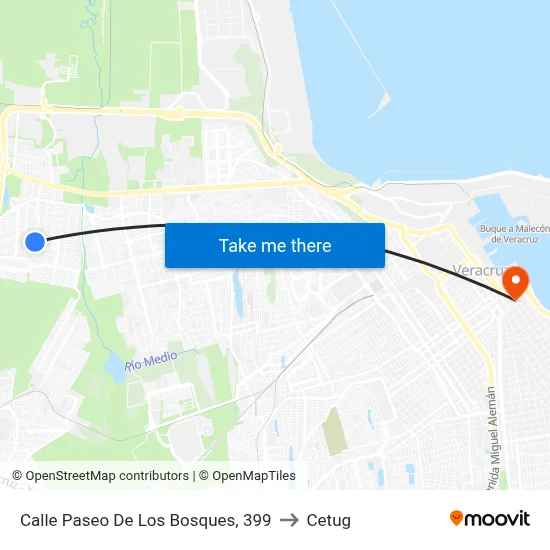 Calle Paseo De Los Bosques, 399 to Cetug map
