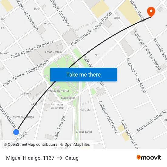 Miguel Hidalgo, 1137 to Cetug map