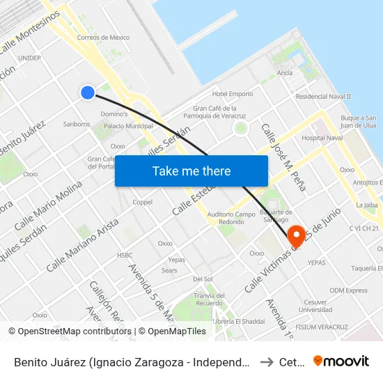 Benito Juárez (Ignacio Zaragoza - Independencia) to Cetug map