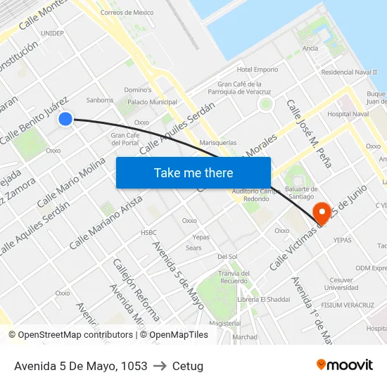 Avenida 5 De Mayo, 1053 to Cetug map