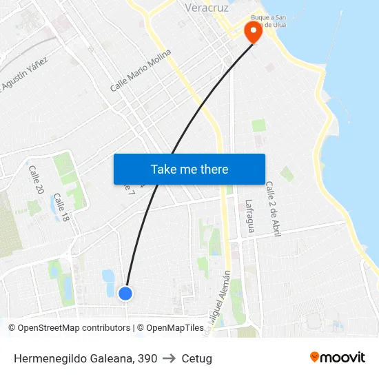 Hermenegildo Galeana, 390 to Cetug map