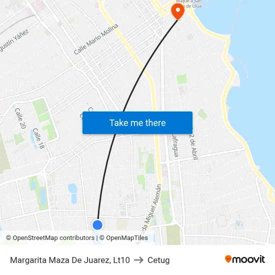 Margarita Maza De Juarez, Lt10 to Cetug map
