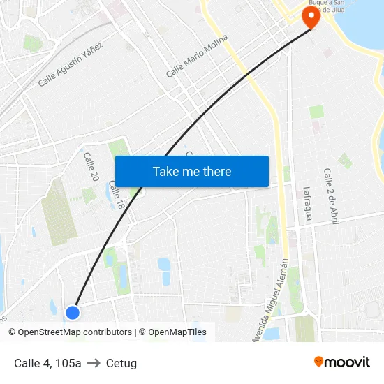 Calle 4, 105a to Cetug map