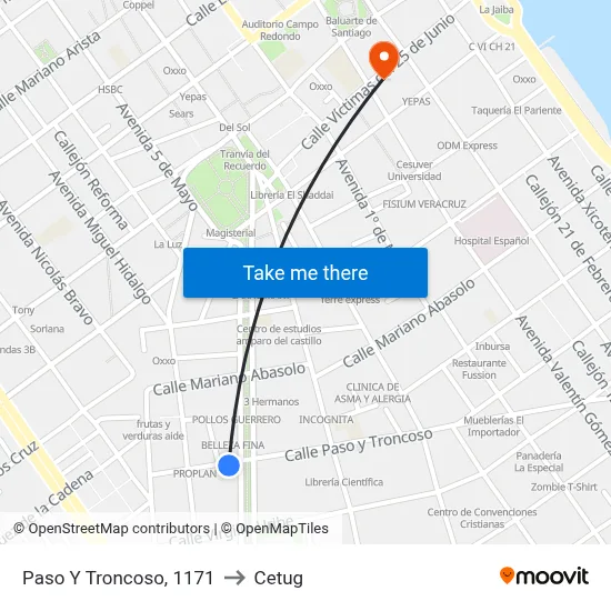 Paso Y Troncoso, 1171 to Cetug map