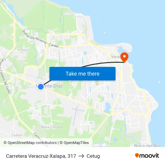 Carretera Veracruz-Xalapa, 317 to Cetug map