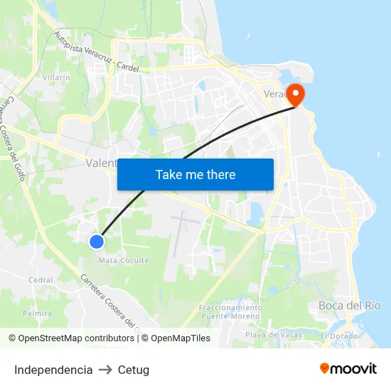 Independencia to Cetug map