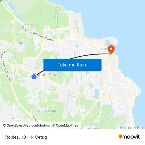 Robles, 10 to Cetug map