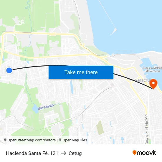 Hacienda Santa Fé, 121 to Cetug map