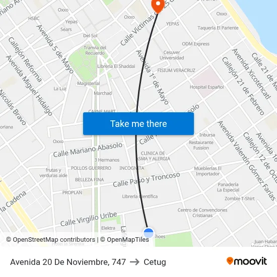 Avenida 20 De Noviembre, 747 to Cetug map