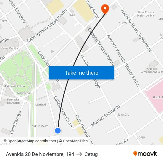 Avenida 20 De Noviembre, 194 to Cetug map