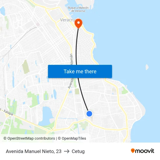 Avenida Manuel Nieto, 23 to Cetug map