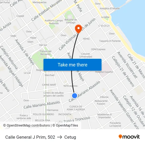 Calle General J Prim, 502 to Cetug map