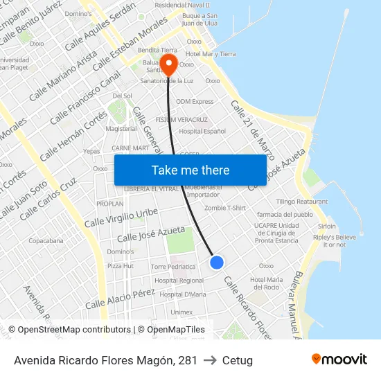 Avenida Ricardo Flores Magón, 281 to Cetug map