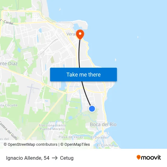 Ignacio Allende, 54 to Cetug map
