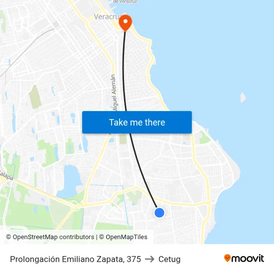 Prolongación Emiliano Zapata, 375 to Cetug map