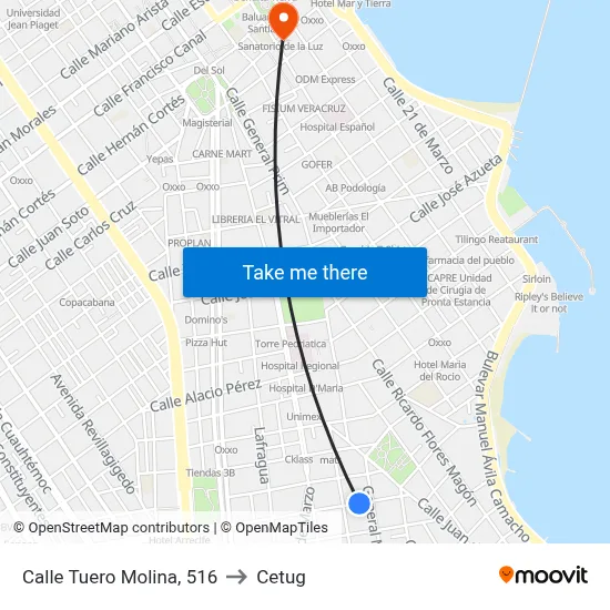Calle Tuero Molina, 516 to Cetug map